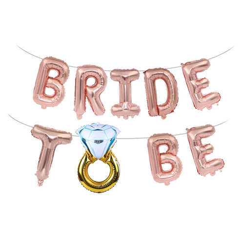 16inch Gold Silver Bride To Be Letter Foil Balloons Diamond Ring Balloon
