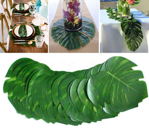 12pcs/Lot Fabric Artificial Palm Leaves Hawaiian