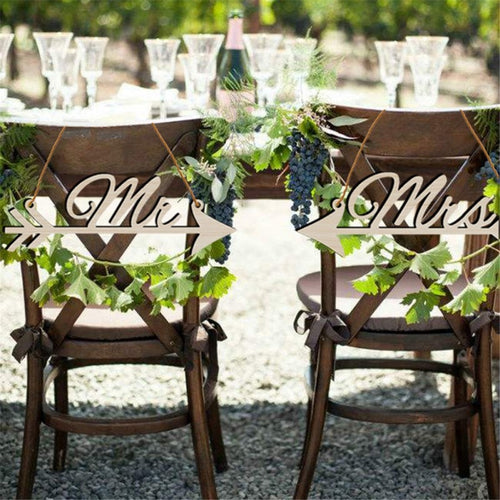 2018 1Pair Mr & Mrs Arrow Signs Wedding Chair Decoration