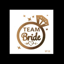 Load image into Gallery viewer, 10pc Bachelorette Party team Bride Bridesmaid temporary tattoo