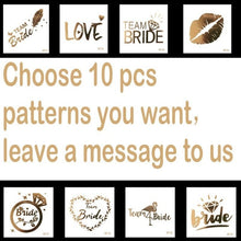 Load image into Gallery viewer, 10pc Bachelorette Party team Bride Bridesmaid temporary tattoo