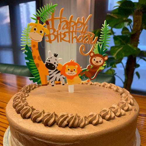 1pcs Happy Birthday Jungle Animal Cake Topper