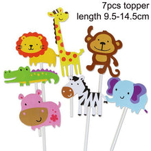 Load image into Gallery viewer, 1pcs Happy Birthday Jungle Animal Cake Topper